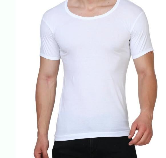 Athletic cotton vest in white